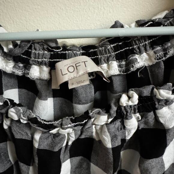 Black and white checkered Loft dress with tie up sleeves - Picture 2 of 5